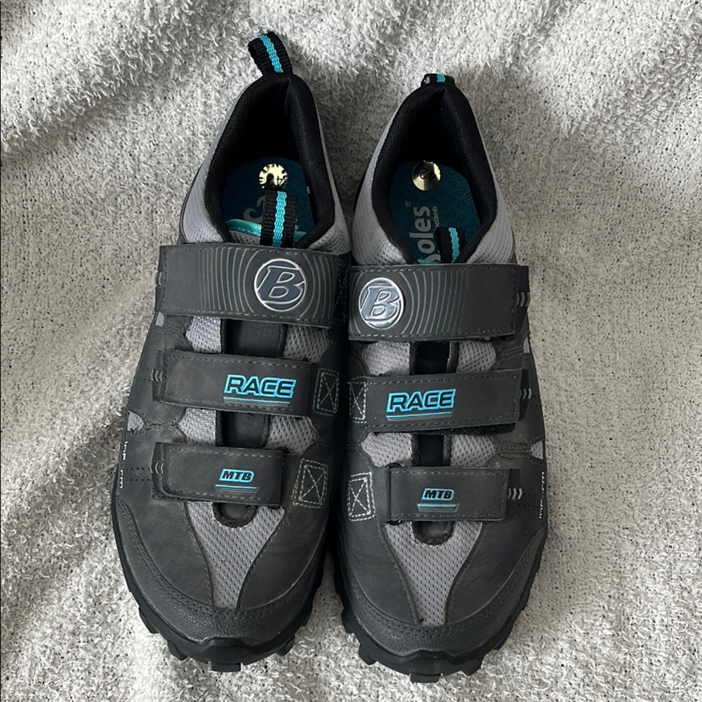 Gray and Blue Women’s Size 10 Bontrager inform race mtb Cycling Shoes Esoles
